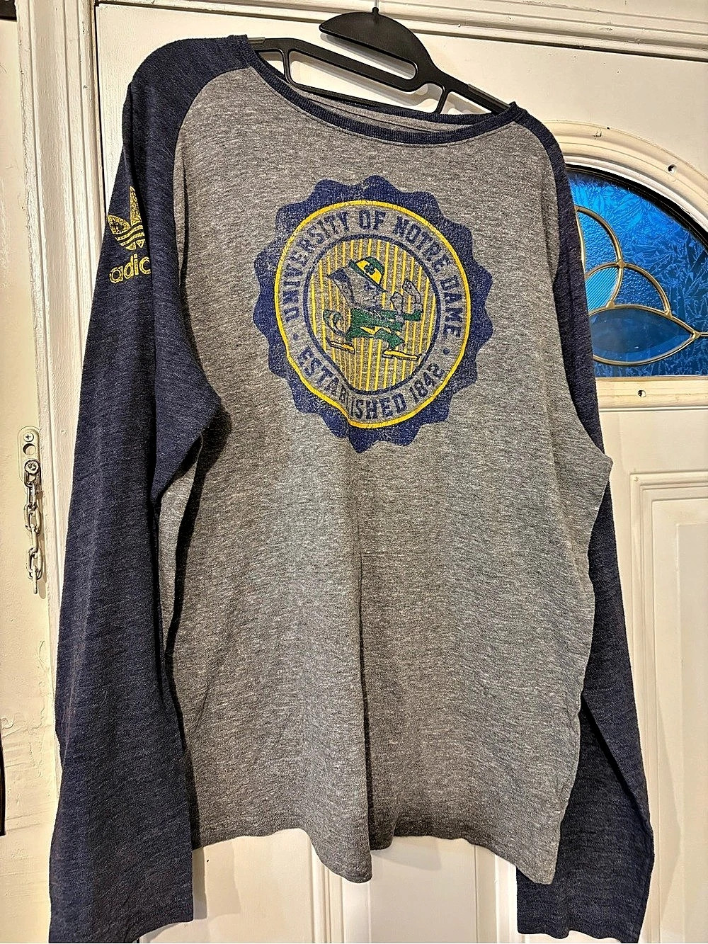 Adidas Men's Gray & Blue Long Sleeve Tee